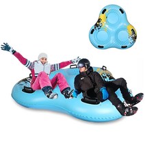 미국발송 Wodesid 썰매용 스노우 튜브 튼튼한 스노우 튜브 엑스트라 라지 152.4cm(60인치) 공기 주입식 스노우 썰매 큰 손잡이 스키 서클 3명/성인 2명에 적합
