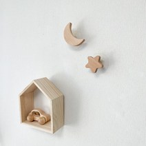 그리다 달 별 모양 우드 벽걸이 후크 우드꼭꼬핀, 2.별 후크