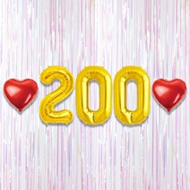 200일 이벤트 포토존 세트 아기 기념일 커플 축하 기념 숫자 풍선 하트, 20.커튼-(펄화이트)-200(소)-골드