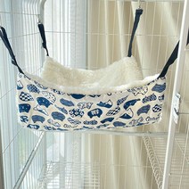 튼튼 원목 고양이 캣타워 캣폴 놀이터 우드 직조 운동기구 타워 스크래처, M-(48*37cm), 흰 바탕에 푸른 고양이[흰 솜털]