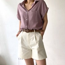 네모 여성용 포켓카브라 블라우스