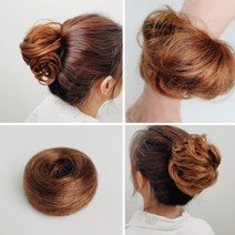 동글이 똥머리밴드 인모 헤어 가발 밴드 올림머리끈 고무줄 곱창밴드 스크런치 숏웨이브 롱웨이브 셋팅웨이브 셋팅펌, 브라운블랙