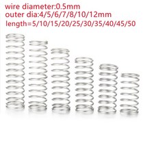 태엽 스프링 인장 볼트 코일 금형 스파이럴 대형 용수철 10-20pcs 0.5mm 외경 3mm 4mm 5mm 6mm 12mm 스테인레스 스틸 마이크로 소형 압축 길이, 4mm 20개, 25mm, 20개