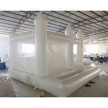 슬라이드가있는 흰색 에어바운스 Bouncy Castle 콤보 웨딩 점퍼 Bouncer Moonwalks 점프 상업용 감사, [03] 4.5x4.5m 15x15ft, [01] white