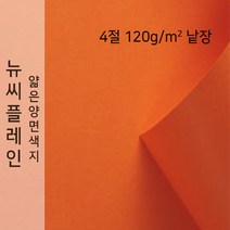 뉴씨플레인 종이문화 얇은 양면색지 120g 4절 낱장 1매 No.29 주황색, 1장