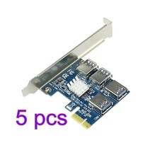 5Pcs PCIE PCI-E PCI Express 라이저 카드 WinXP/Win7 8 10 용 Bitcoin Miner 1x 16x1 4 USB 3.0 슬롯 멀티 플라이어 어댑터, [01] 파란