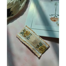 [한박자네] 8cm 와플 꽃자수 똑딱핀 머리핀 헤어핀