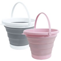 라라하우스 다용도 접이식 폴딩 버킷 10L, 그레이+핑크, 2개