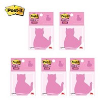 3M 포스트잇 노트 모양 포스트잇 SSN D/C 강한점착용 (고양이 윙크하트 오리 말풍선 꽃 하트 사과 나비 별) 5개입, 고양이 X 5개입
