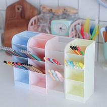 사선연필꽂이 스탠드 펜꽂이, 1개/와이드/핑크
