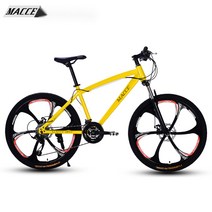 JINGMING 산악자전거 접이식 자전거 24인치/26인치 21단 MTB 가성비자전거추천 JINGMING 예쁜 포장 증정, 21단 24인치, 엘로우[육발 에어로]