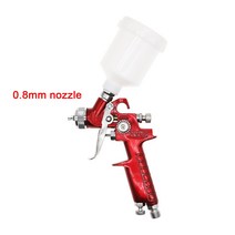 다용도0.8mm/1.0mm 노즐 HVLP 페인트 스프레이 건 공압 중력 피드 에어 브러시 자동차 분무기, 01 Red_02 EU 플러그