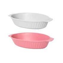 댈리아 타원 그라탕기 2개 파스타볼, 핑크, 그레이