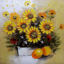 cocooning 인테리어 풍수 그림 금전운 돈들어오는 꽃메론 해바라기 유화 액자F