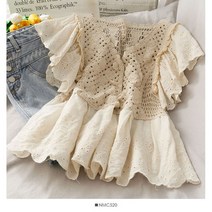 블라우스 여성 스위트 플로럴 할로우 아웃 디자인 세련된 여름 모든 경기 걸스 blusas 탑 러블리 빈티지 베이직 여성 셔츠
