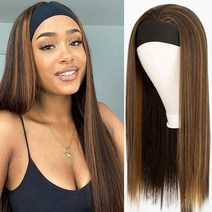 Vigorous Long Straight Synthetic Headband Wig Blonde Highlight Wigs for Women 20 Inch Headband Wigs for Daily Party Use, Highlight|20 inches, 01 20 inches