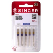 SINGER 10팩 스트레치 2045 재봉틀 바늘 사이즈 100/16, 80/12