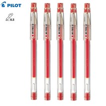 PILOT 하이테크-C 0.3mm 5개 파일롯트 HI-TEC-C 젤 잉크 볼펜, 레드5개