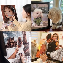 트렌드포유 DIY 유화그리기 주문제작 사진 그림그리기세트 24 36 42색 캔버스페인팅, 50 x 70 size 36 color