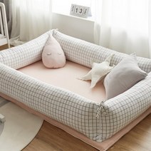 쉬즈홈 모던그리드 순면 범퍼 쿠션 4개 세트 + 솜포함