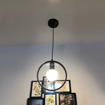 [산본 문화조명] [라운드 1등 펜던트 인테리어등] [식탁등], 블랙(본품+LED 볼구 12W 노란빛 X1)