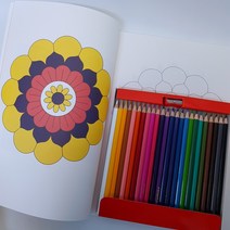 시니어 컬러링북 만다라도안 치매예방책 컬링북 어른 어르신 색칠공부 도안 성인취미미술, 1. 난이도_중, 3. 48색 색연필