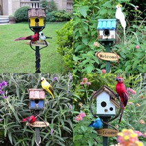 웰컴 새 둥지 모이통 조형물 조경 소품 마당 전원주택 꾸미기 정원, 연두