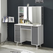 미샤A 화장대 서랍장 거울 세트 수납 3단 서랍 학생 원룸 안방, 화이트그레이