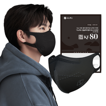 시노펙스 앱솔루트MB 데일리핏 KF80 새부리형 컬러 마스크 보건용 황사 미세먼지 귀편한 50매 중형, 1개입, 50개, 블랙