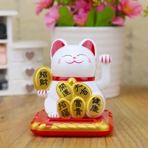 중국어 럭키 웰스 흔들며 고양이 골드 흔들며 손 고양이 홈 장식 환영 흔들며 고양이 조각 동상 장식 자동차 장식품, Chinese white