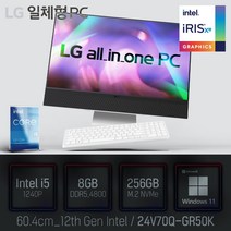 LG 일체형PC(12세대) 24V70Q-GR50K [이벤트 한컴오피스 증정], 24V70Q-GR50K 램8GB + SSD256GB
