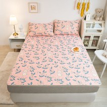 아이스 실크 라텍스 매트 세트 접이식 싱글 및 더블, 90*200cm (2 피스 세트), 행복한 토끼-분말