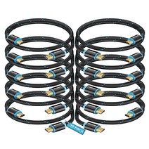 HDMI 케이블 4K 2.0 4.6m(15피트) 18Gbps 인증 4K@60Hz 초고속 게이밍 5팩 UL 등록, 1 Foot_10 Pack