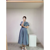 (강력추천) 시원한 바스락 아노락 스트링 반팔 롱 원피스