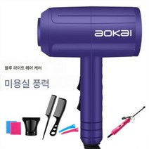 망치드라이기 가정용 고출력 전기 드라이 남녀 미용실 이발소 전용, 슈퍼 아름다운 보라색, Blu-RayVersion헤어살롱[구매15]플러스헤어컬