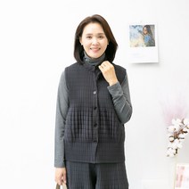 엄마옷마미소 주름플리츠조끼 누빔조끼 패딩 중년여성 스판 빅사이즈 베스트 버튼주름조끼 마담의류 미시옷