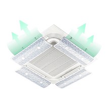 무타공 시스템에어컨 커버 윈드바이저 4way 바람막이 천장형 날개 가림막, 필터형 1EA
