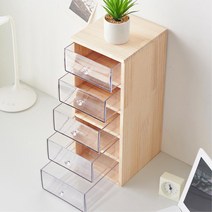 테이블화장대 원목정리함 5단 세로형 화장품서랍 투명 공부책상 화장대위