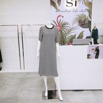 SI SI 편한 면 혼방 스트라이프 원피스(ICSEO025660)