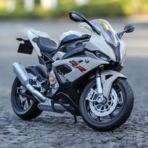 WELLY 1/12 BMW S1000RR 2021 다이캐스트 오토바이 모델 장난감 차량 컬렉션 오토바이크 쇼크 업소버 오프로드 자동차, Gray with box
