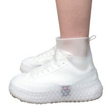 L2G 신발 방수 커버 100족 비올때 일회용 비닐 덧신 비오는날 고급 레인 슈즈 발 덮개, 화이트 (100족)