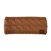 C.C 부드럽고 신축성 있는 겨울용 따뜻한 케이블 니트 퍼지 안감 이어 워머 헤드밴드 브라이트 믹스, Toast Almond