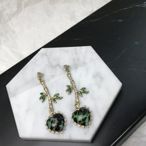 문오션사운드 그린하트나무 귀걸이 알러지방지 귀걸이 실리콘침 귀걸이 (핸드메이드)