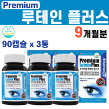 루테인 류테인 우테인 황반색소밀도 유지 비타민 A E 아연 빌베리 블루베리 추출물 눈에좋은 음식 영양제 눈이 피로할때 피곤할때, 3병(9개월분)