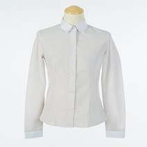 교복몰 / 화이트 각카라 브라운 스트라이프 블라우스 (공항고)