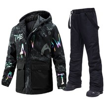 남자보드복새로운 패션 남자 얼음 눈 옷 두꺼운 착용 방풍 겨울 의상 스노우 보드 의류 스키 재킷 + 스트