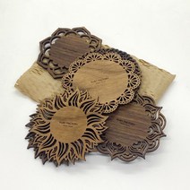 플라워 우드 티코스터 원목 컵받침 홈카페 선물용 각인, 01, 문구변경(나눔손글씨펜)