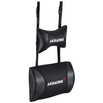 AKRacing 쿠션 세트 교체 헤드 레스트 + 램버 서포트 세트 PU 가죽 카본 블랙