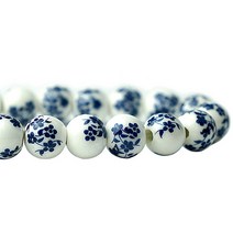 (주)아트인 심플꽃무늬 라운드 세라믹비즈(20개), 12mm, 네이비