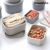 [딜]국산 실리콘 밀폐 용기 사각 반찬통 보관 냉장고 정리, 실리콘 밀폐용기 사각_대_아이보리